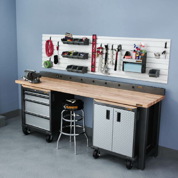 GARAGE FURNITURE SHELF WITH WORKSHOP PAPER ROLL HOLDER