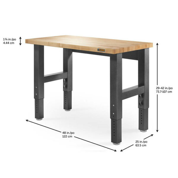 PLAN DE TRAVAIL EN BOIS HAUTEUR RÉGLABLE