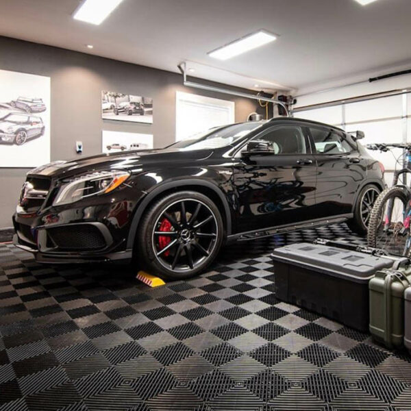 Silver anthracite drain tile - Garage Mania installation