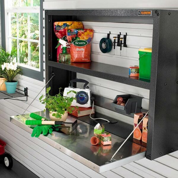 Garage Mania wall-mounted folding workstation