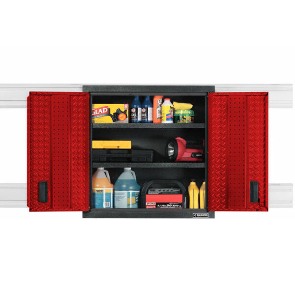 Red wall cabinet with two open doors GAWG302DDR Garage Mania