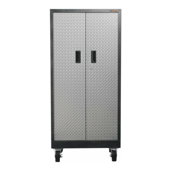 Mobile wardrobe with two steel doors with wheels Garage Mania GATB302DRG