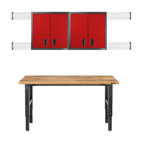 Composition with red wall cabinet and two doors GAWG302DDR Garage Mania