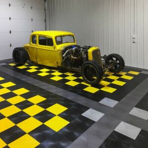 Installation Floor Tile Diamond Yellow Garage Mania