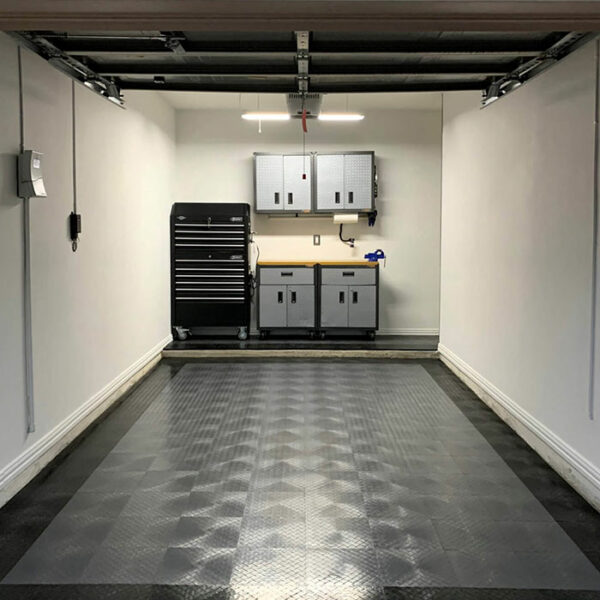 Diamond Charcoal Garage Mania Floor Tile Installation