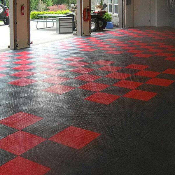 Garage Mania floor with red tile