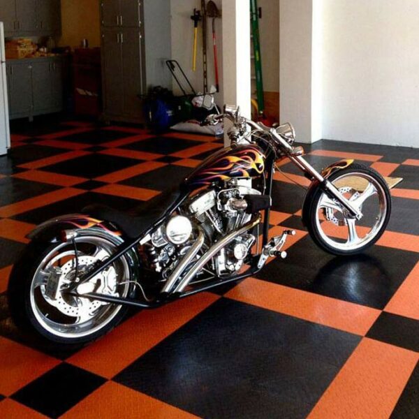 Garage floor tile diamond orange Garage Mania